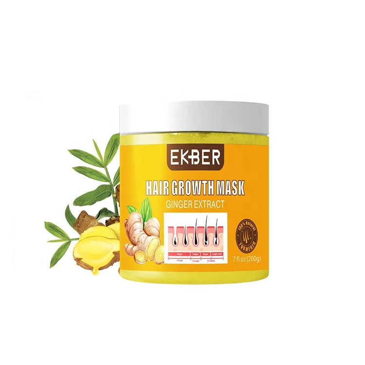 Customize Logo Multifunctional Ekber Ginger 200ml 5 Days Hair Growth Mask Hyaluronic Acid Moisturizing Refreshing Hair Care