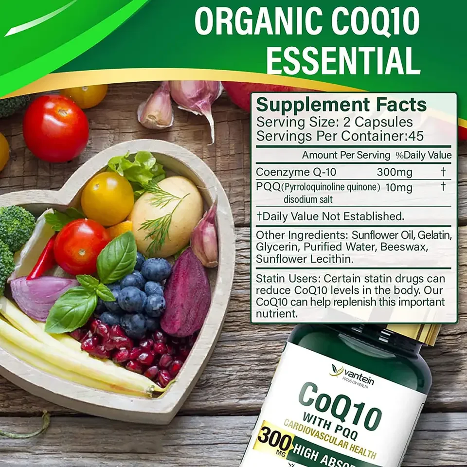 CoQ10 Capsules With PQQ For Heart Health Anti Fatigue Improve Fertility Health Coenzyme Q10 factory