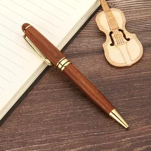High Quality Luxury Christmas Father's Day Gift Writing Pen Customized Logo Personalized Text Rosewood Ball Pen Wood