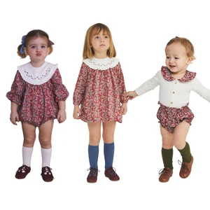 Custom Matching Cotton Toddler Dress and Romper Set for Sisters Baby Girl Clothing With Embroidery