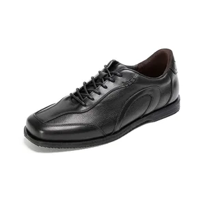 New Advanced Black Casual Leather Men's Shoes Fashion Retro Top Layer Cowhide Handmade Breathable Versatile