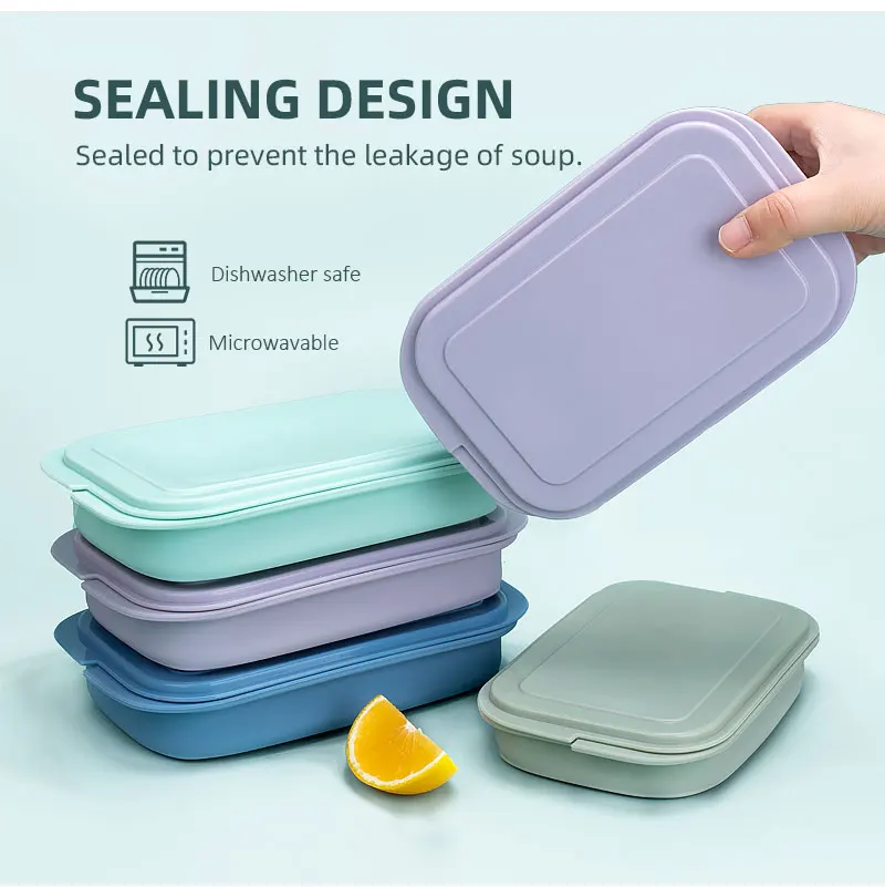 Newest Portable Microwaveable Reusable Collapsible Silicone Bento Box ...