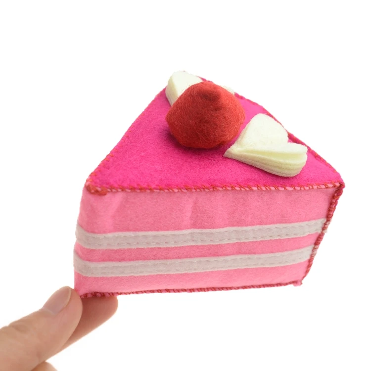 Hot Sale Artificial Delicious Felt Cake Toy with Fruit Birthday Party Cake  Pretend Play Food Sets
