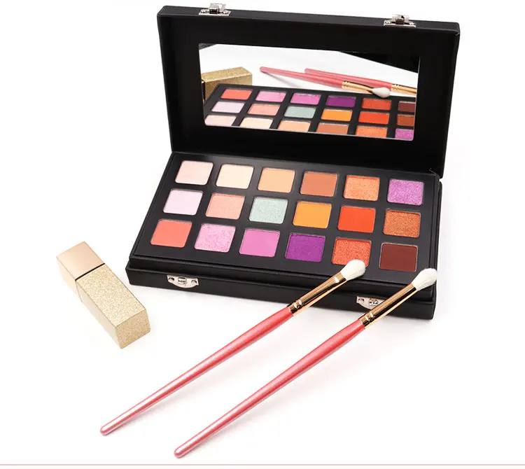 Eyeshadow Palette 2022 New Trending Private Label 18 Colors Waterproof Wholesale  Luminous Metallic Orange Eye OEM