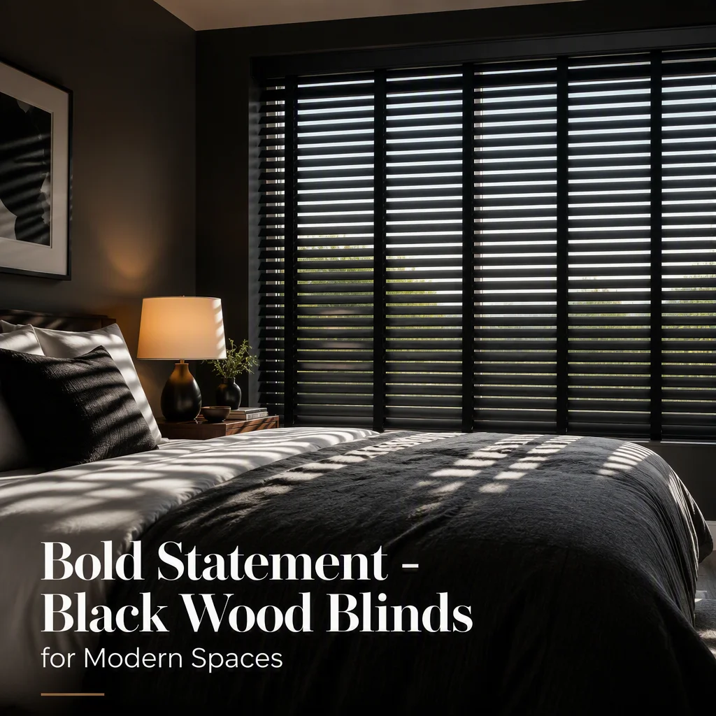 Swart Hout Horisontale Venesiese Blinders 50 mm Geverf Wyd Haringbeen Leiband Trekkoord Privaatheid Slaapkamer Aangepasde Grootte OEM