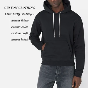 Professional Factory Oem High Quality Basic Hoodies Custom Pullover Style Men Heavyweight Thick Cotton Plain Black Hoodie