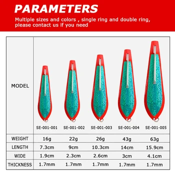 Single Double Hooks 16g 22g 26g 43g 63g Metal Baits Fishing Lure Big Game Jigging Lure Stainless Steel Fishing Spoon Lure – Metal Jig – view 3