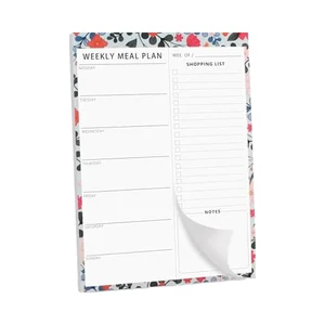 Green Floral 52 Undated Meal Planner Loose Leaf Magnet Pad for Family Weekly Meal Prep Note Fridge 1 Pack Shopping List 1 Pack
