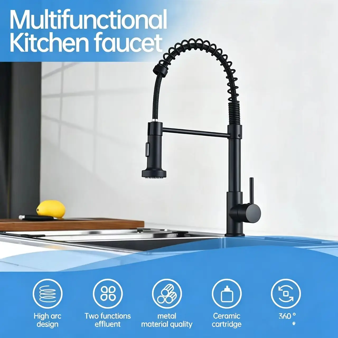 Professional kitchen installation of spring kitchen sink faucet