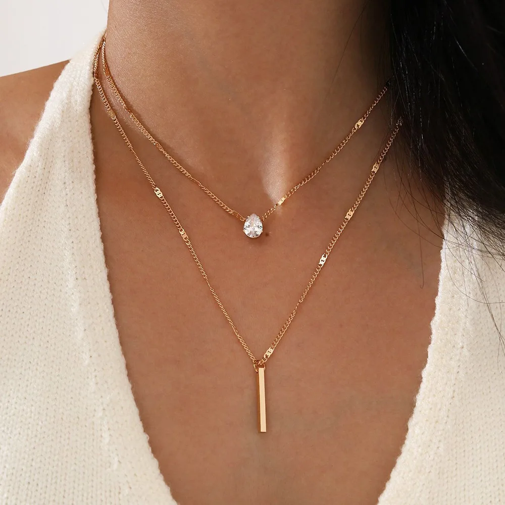 2023 new Luxury Long Crystal Couple Necklace Wedding Valentine Necklace Water Droplets Necklace for Woman girl