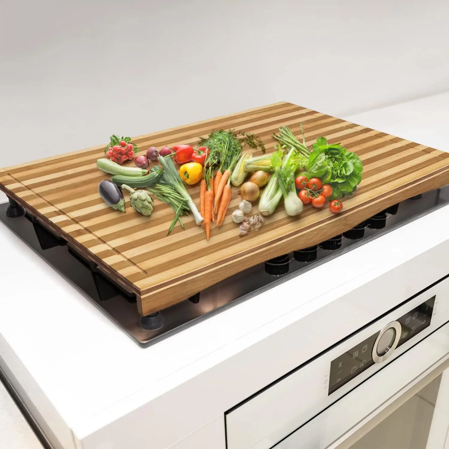 Noodle Board Stove Cover Acacia Wood Stove Top Covers For Electric Gas Stove Wooden Stovetop