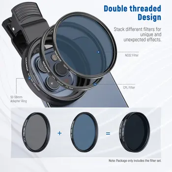Factory Wholesales 2 In1 Kit Smartphone Lens Filter NEEWER 58 mm Lens Filter Kit for 15 14 Pro Max 13 12 11 & Digital Cameras detail image