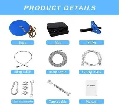 Наружный комплект на молнии 30 м с сиденьем и пружинным тормозом из нержавеющей стали