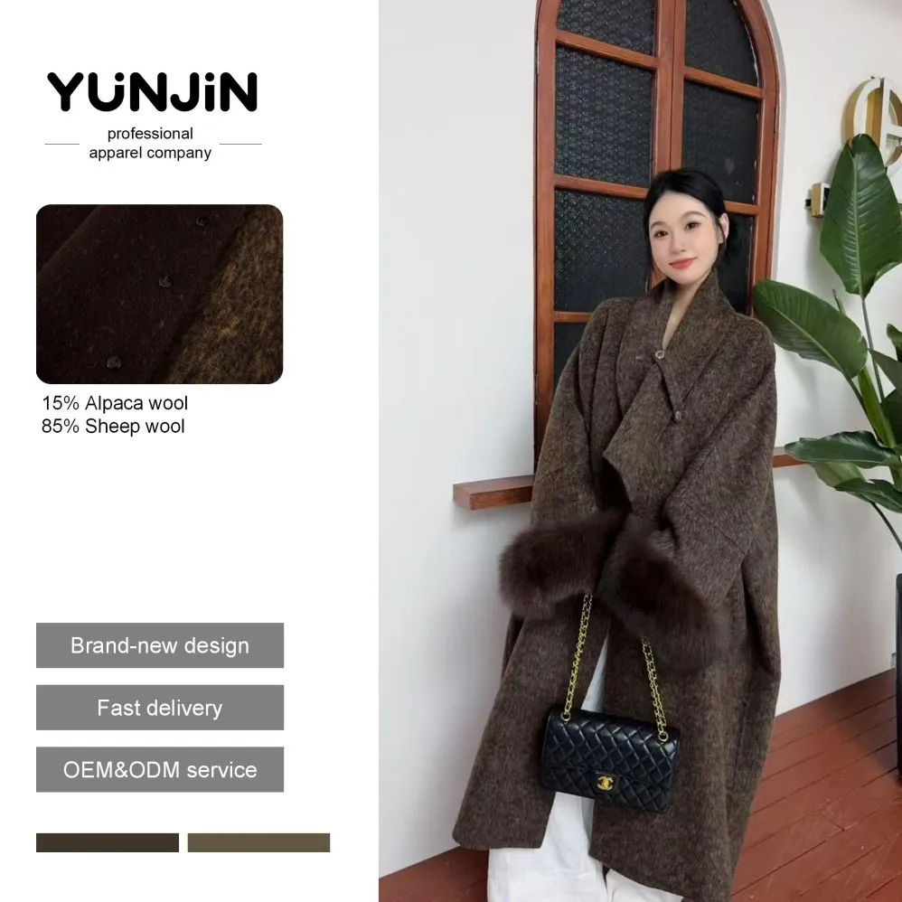 Customized Long Woolen Alpaca Wool Coat Winter Casual