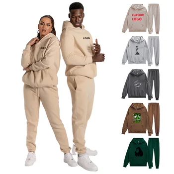Custom logo hoodies pullover unisex tracksuits jogger mens track sweat suits women blank sweatsuits sweatpants and hoodie set
