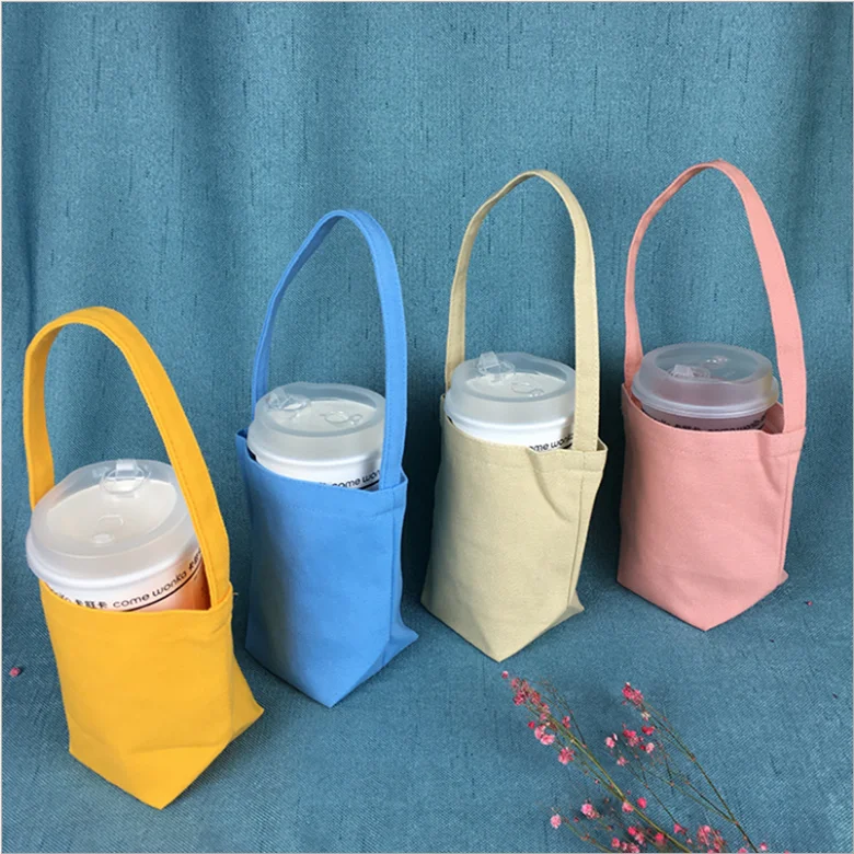 Wholesale Eco-friendly Cotton Cloth Cup Sleeve Reusable Drink Cup Holder Coffee  Cup Holder with Handle From m.