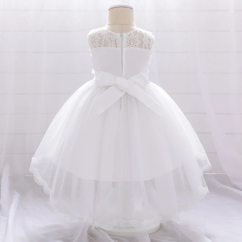 Western Style Summer Kid Red Birthday Party Dress  Pageant Flower Girl Wedding Dress Puffy Princess Long Tail  Dress  for 10 Y