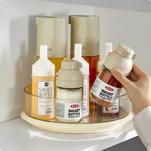 Light Luxury Double Layer Partition Kitchen Rack Rotating Storage Organizer Spice Bottles Fruit Plates Living Holder Plastic