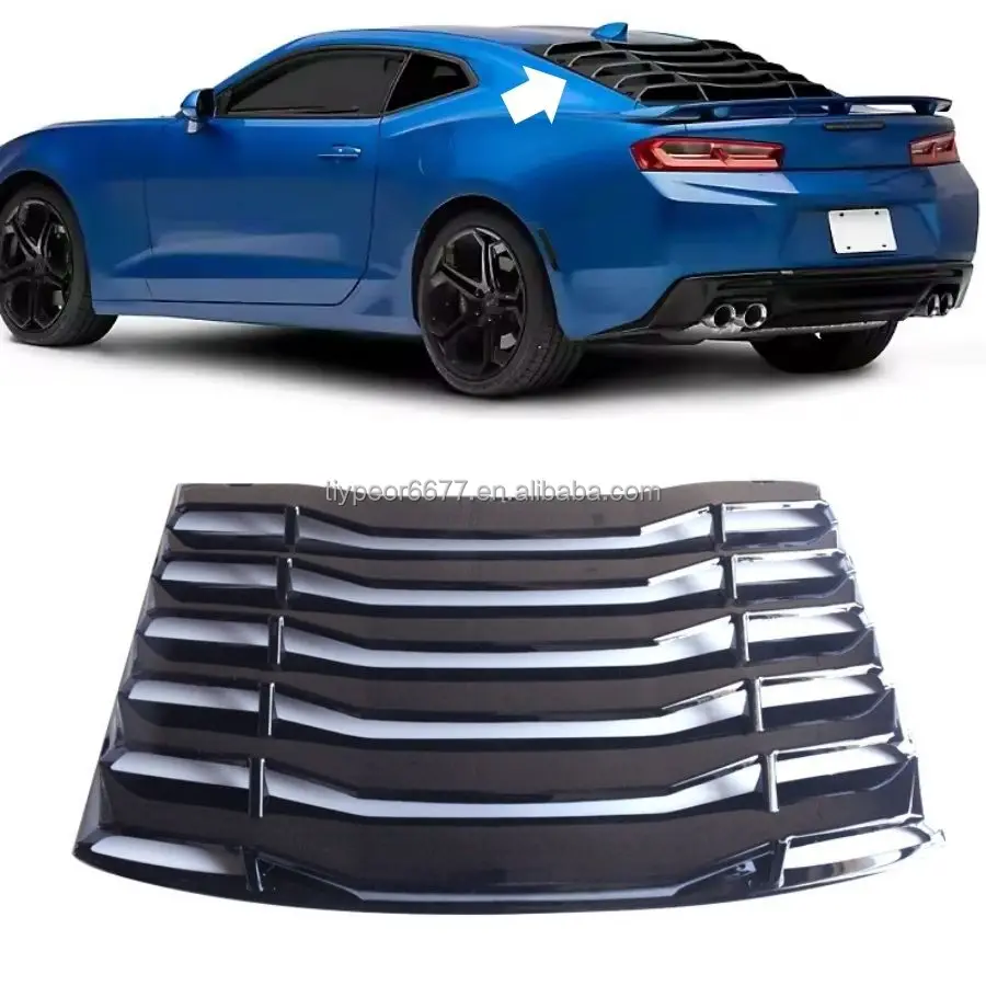 product tiypeor custom rear window louver for chevrolet camaro 2016   2019  decorative panel glossy black paint  exterior accessory-3