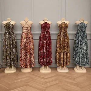 Wholesale New Sexy Backless Leopard Sling Summer Elegant Fashion Women Slim Nightgown Dress