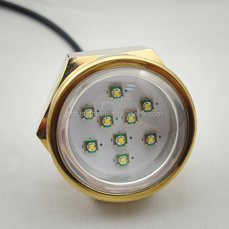 9LEDs 27W IP68 Titanium Alloy Shell Yacht Submarine Lamp RGB Boat Drain Plug Light Color Marine Underwater Boat Lights