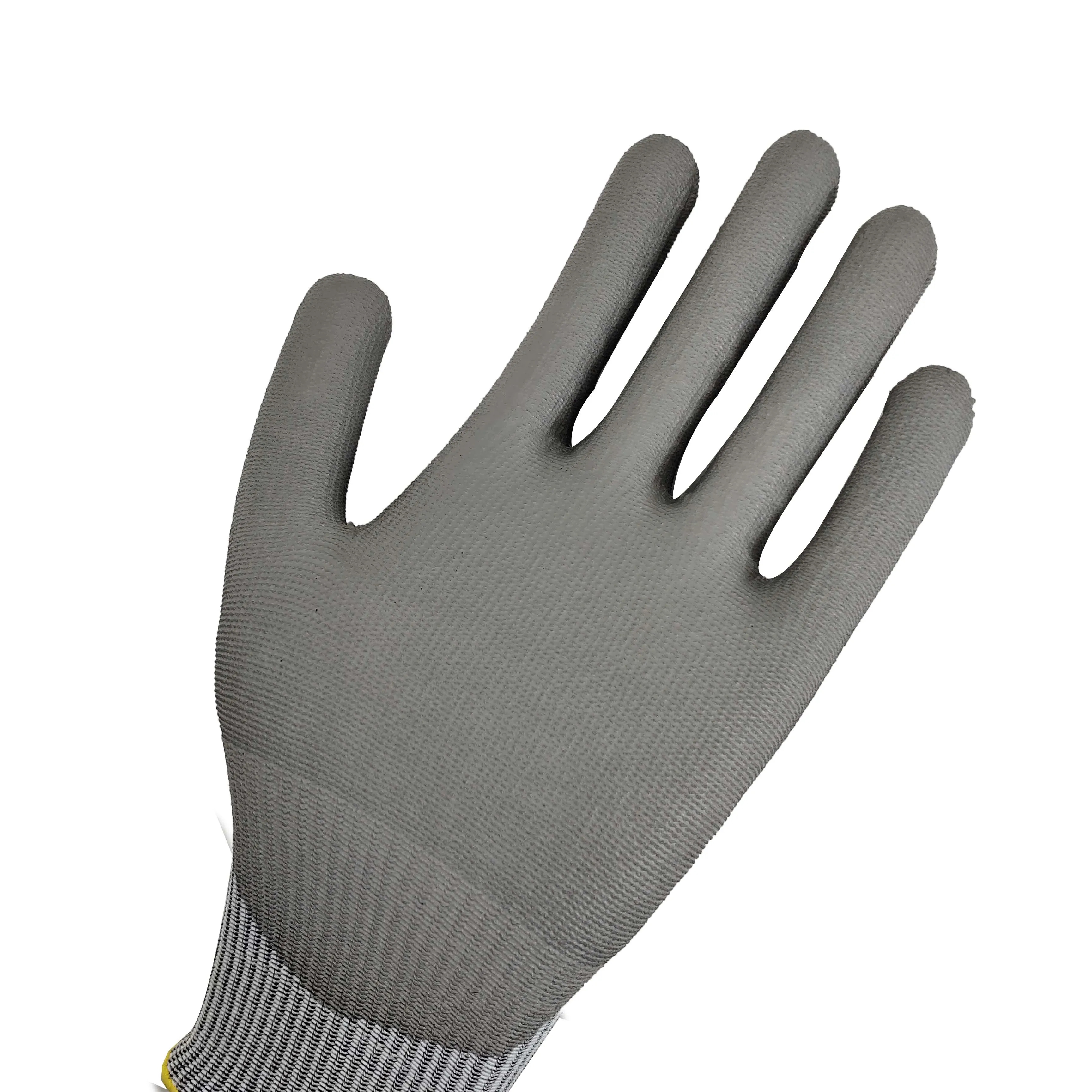 QEARSAFETY 1 Paire De Gants De Sécurité HPPE Cut 5 Noirs Avec Revêtement En Latex Texturé Sur La Paume De La Main - Résistant à L'abrasion - Travail Du Métal - Construction