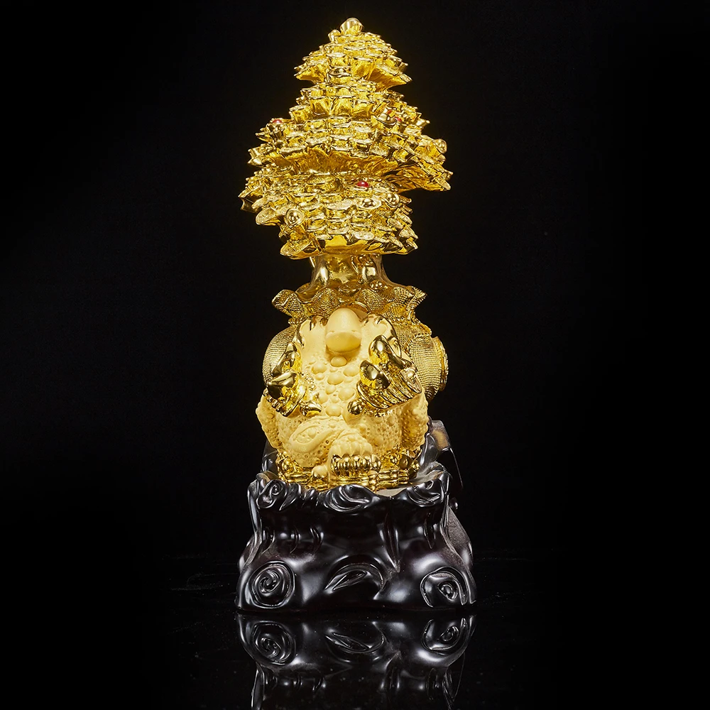 Custom Designed Wealthy Golden Toad Sand Gold Folk Art Style Resin Home Decoration 3D Craft for All Kinds of Ornaments