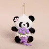 Panda pendant with flower bouquet-12 cm-purple