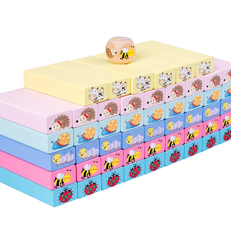 
 Деревянные деревянные блоки с мультяшным принтом на заказ, игрушки, набор домино, игрушки  