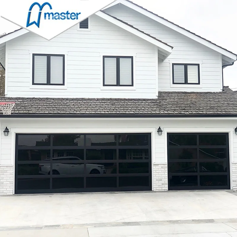 Double Frameless Modern Design Overhead Electric Automatic Sectional Aluminum Mirror Glass Garage Door for Home