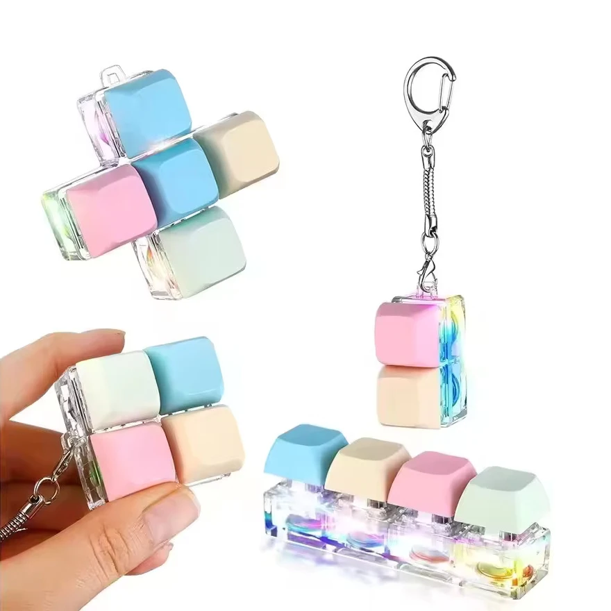 RhiVrillion 2 Pièces Porte-clés Clavier Anti-Stress, Jouet Clicker Linéaire Bleu Dégradé pour Décompression et Décoration RhiVrillion 2 Pièces Porte-clés Clavier Anti-Stress, Jouet Clicker Linéaire Bleu Dégradé pour Décompression et Décoration