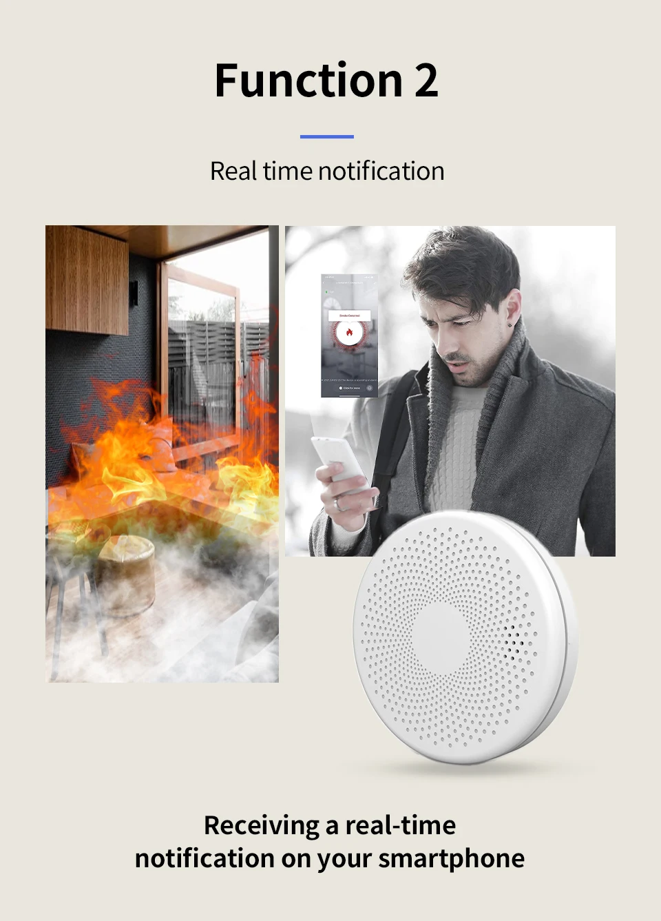 Wifi 10 Years Battery Smoke And Carbon Monoxide Alarm Detector With Tuya App Fire Alarm Smoke