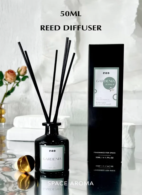 Floral Scent Reed Diffuser Black Classic 50ml Gardenia Bloom Fragrance Home Floral Scent Aroma Sets Packaging for Home