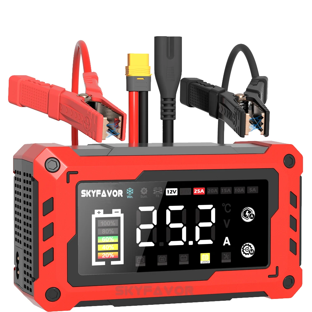 Smart mini 12V 24V battery charger 12V 24V 25A 20A 15A 10A 5A Adjustable current high power lead acid lifepo4 battery charger