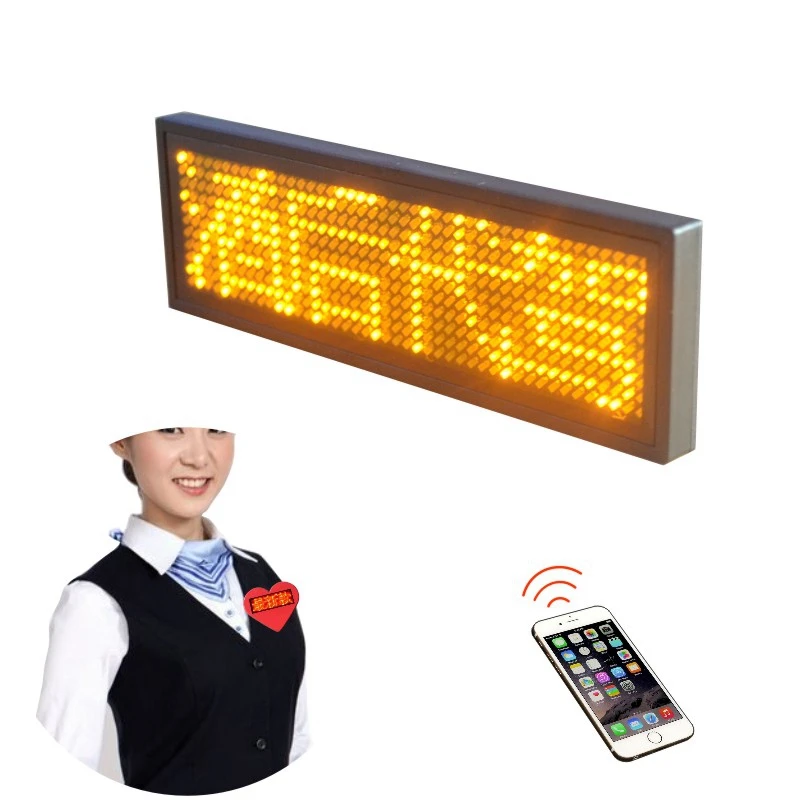 Pantalla LED Programable Recargable | Etiqueta De Nombre Digital Con Mensaje Deslizante | Tablero Publicitario Rojo