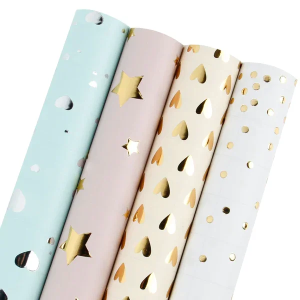 Multi Color Pink Blue Yellow Flower Customized Korean Wrapping Paper for Gifts Packaging