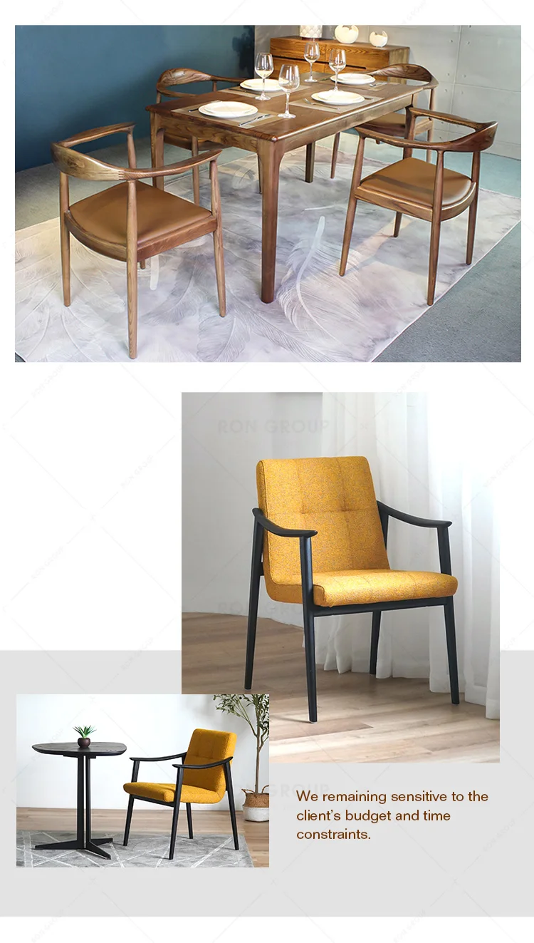 Factory Direct Sale Modern Fashion Popular Commercial Restaurant Furniture High-Class Solid Ash Wood Soft Cover Dining Chairs