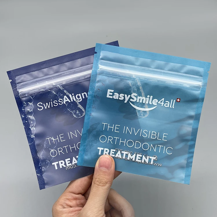Aligner Packaging Zipper Bag Orthodontic Packaging Bag Frosted One Side Transparent Matt Mylar