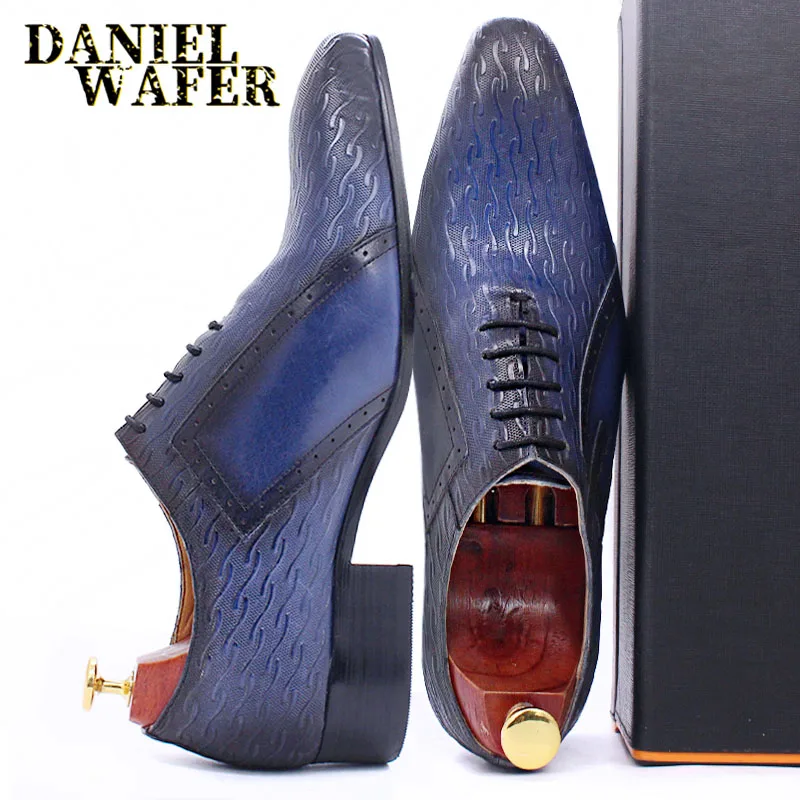 OXFORD - Zapato de hombre AZUL MARINO con picado inglés – miMaO ShopOnline