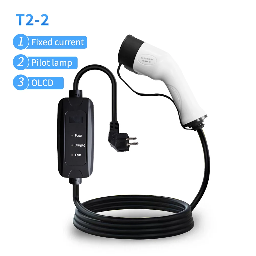 16a/32a 5m Iec Portable Ev Charger With Fixed Current Pilot Lamp Olcd ...