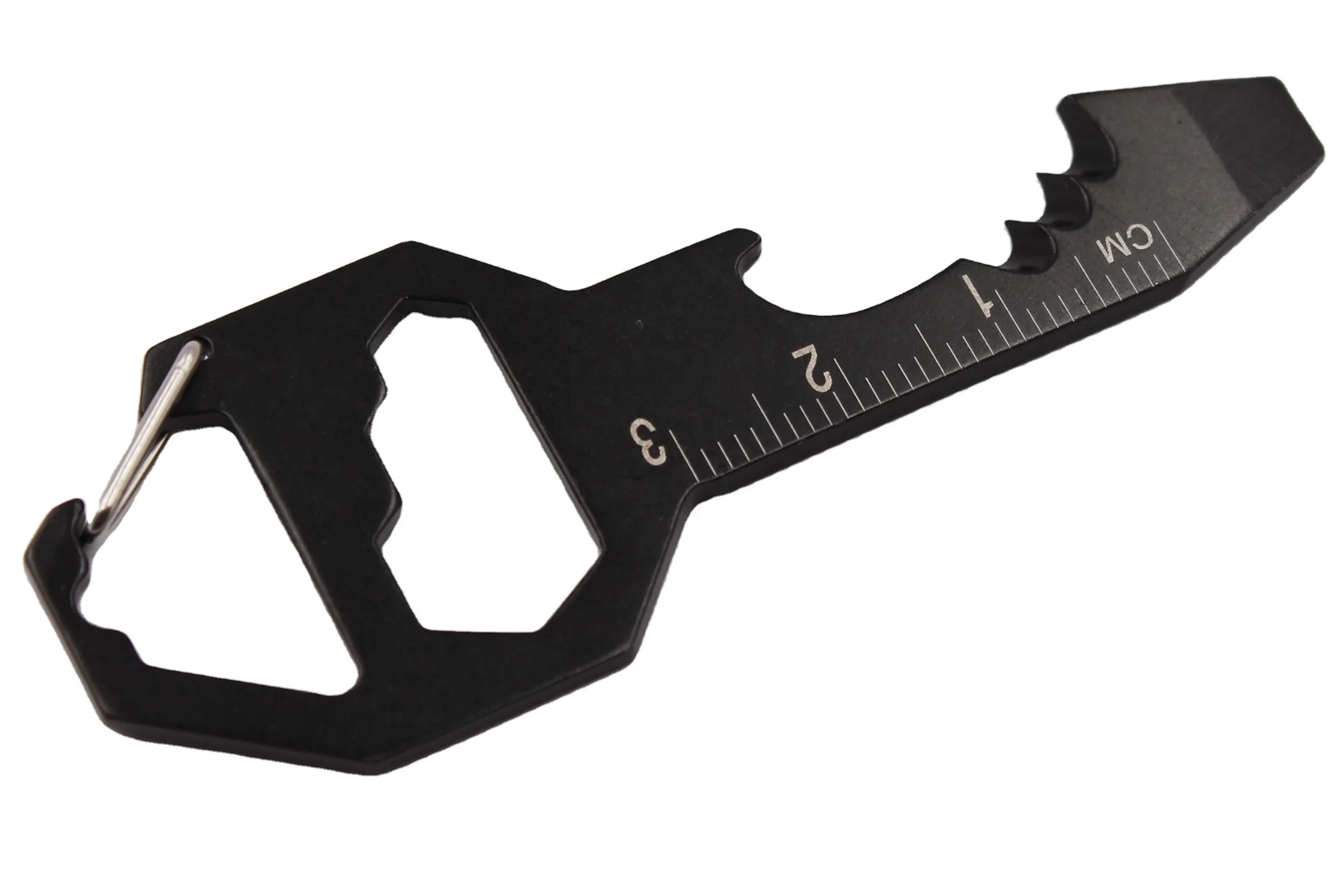 Stainless Steel Key Shape Design Edc Pocket Multitools Key Chain with Screwdriver Ruler Measuring 3 Size Hex Wrench Opener