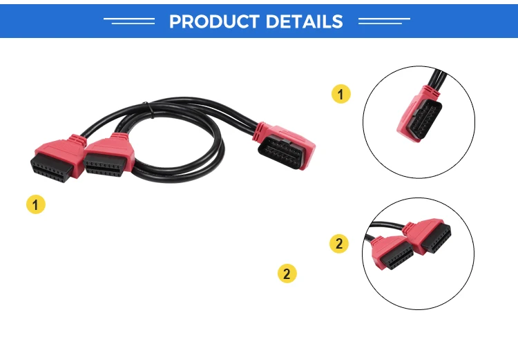 16PIN Right MALE TO FEMALE Y CABLE obd2 obd-ii male y obd  splitter cable For OBD2 Diagnostic Scanner Fault Code Reader details