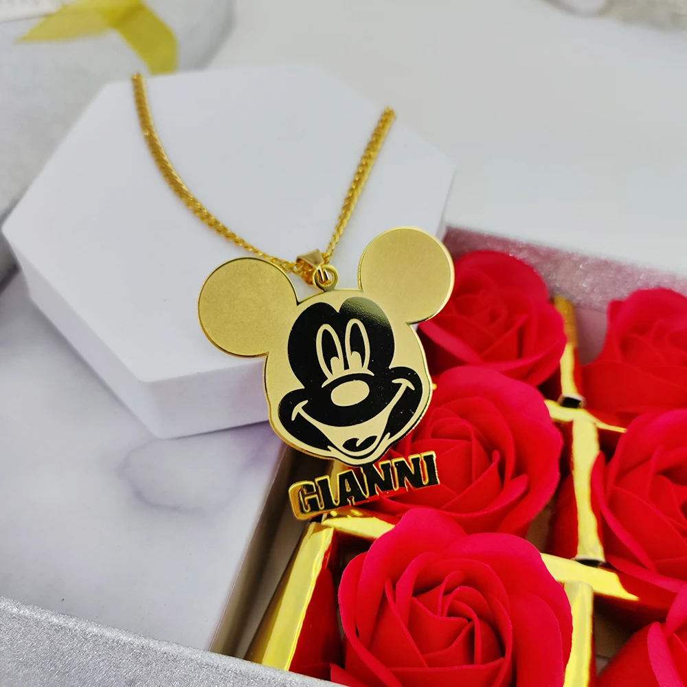 Personalized Cartoon Name Pendant Stainless Steel Necklace