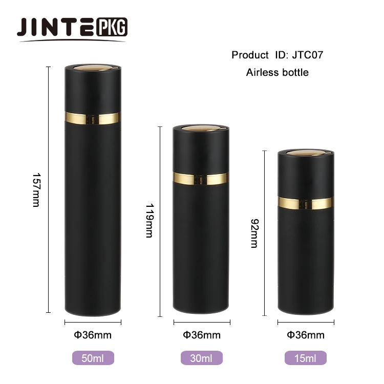 Luxury 15ml 30ml  50ml Cosmetic Bottles High Quality Plastic Rotate Black Airless Pump Bottle Twist Airless Dispenser for Serum