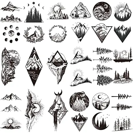 Temporary Waterproof Fake Black Geometry Sun Star Moon Tree Triangle Sea  Wave,Semi Permanent Tattoos Stickers For Adult And Kids - Buy Temporary  Tattoos Stickers,Fake Tattoos,Waterproof Black Geometry Sun Star Moon Tree  Triangle