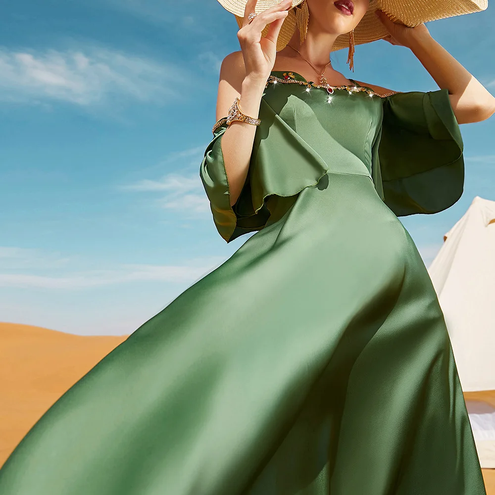 slim fit dress slacks Emerald Green Lawn Kameez Salwar Pakistani Eid Dress – Nameera by Farooq main image 1