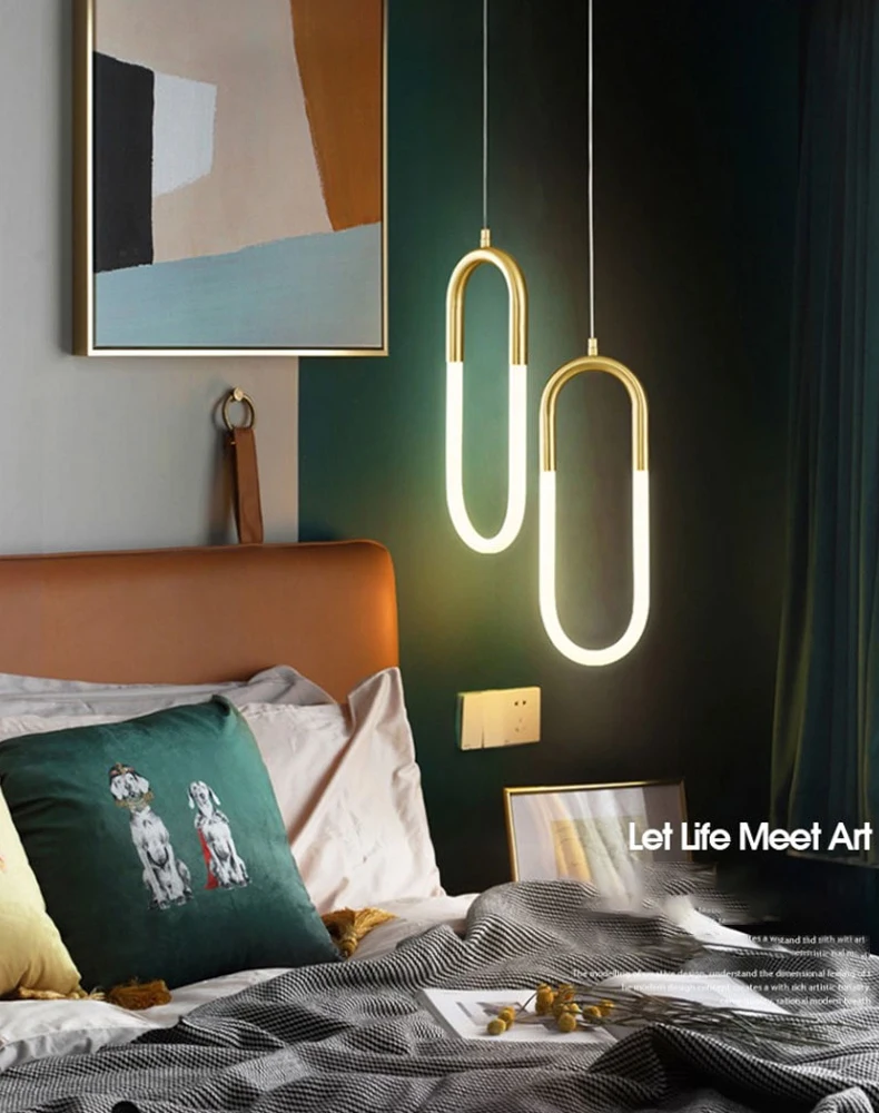 Image showcasing Modern Light Luxury Golden Pendant Light Interior Decoration Lighting ...