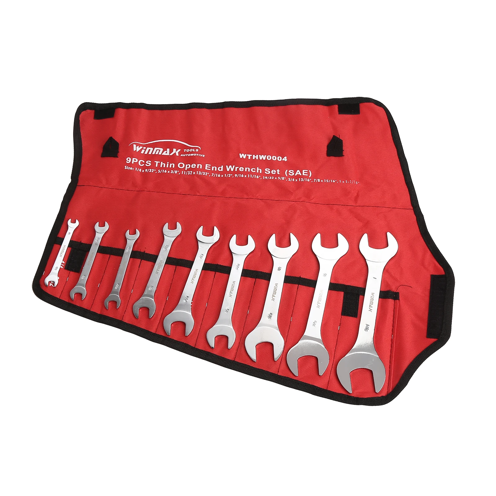 Winmax 9pcs Sae Superthin Open End Wrench Set Slim Spanner Wrench Set