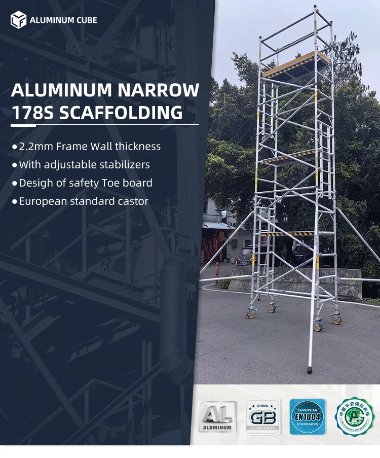 Modern 8M 10M Aluminium Mobile Scaffold Tower Graphic Ladder