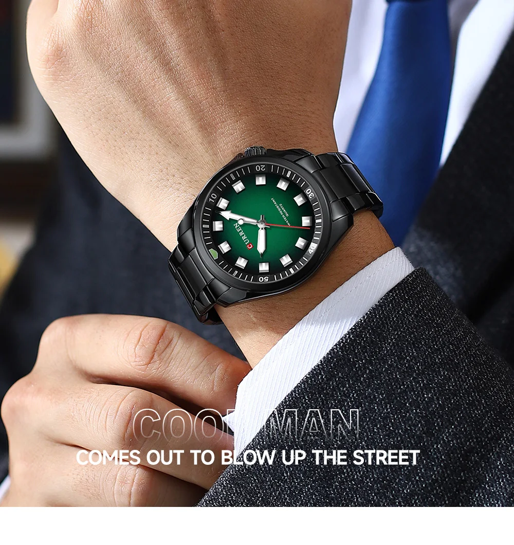 CURREN 8451 Original Watch for Mens Quartz Watches Stainless Steel Band Luminous Wristwatches Chronograph Luxury Wrist Watch